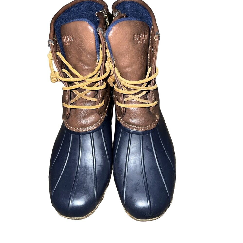 Sperry Duck Boots Womens 6 Saltwater Waterproof‎ Blue Rubber Zip Lace Up